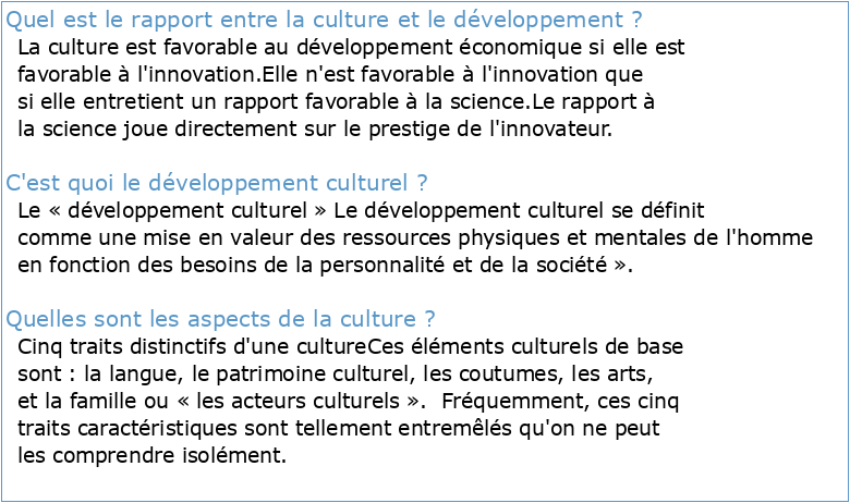 Volet thématique « Culture et développement »