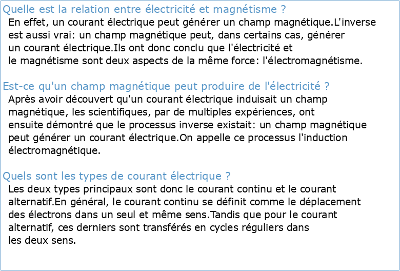 Electricité – Magnétisme Electricity
