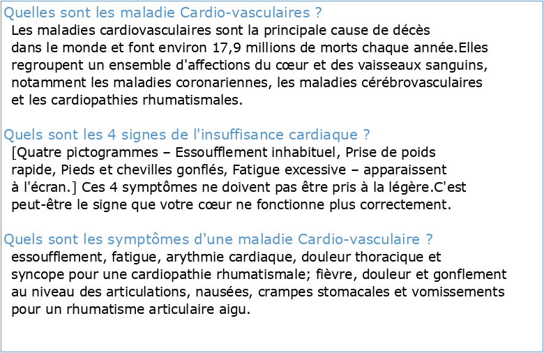SEMIOLOGIE CARDIOVASCULAIRE: Les Syndromes
