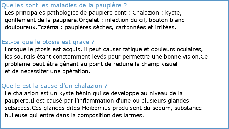 Item 84 (item 271) : Pathologie des paupières