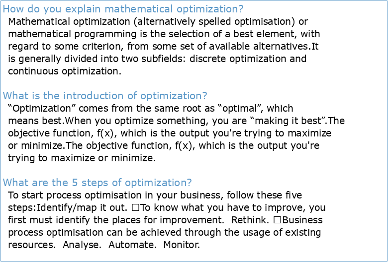 Introduction to Mathematical Optimization