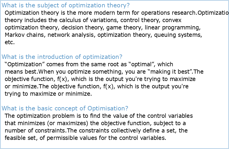 Introduction to Optimization Theory