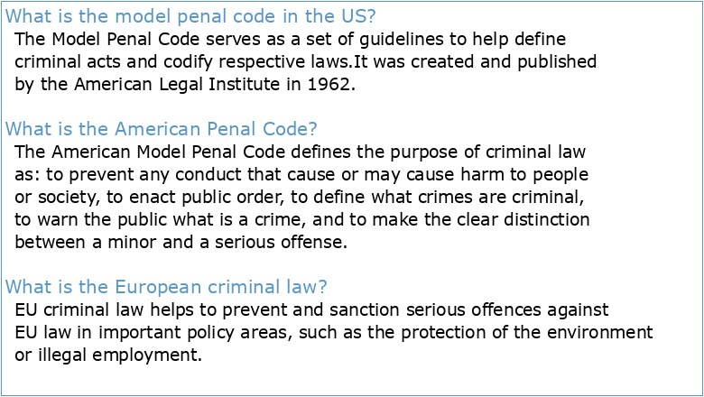The American Law Institute's Model Penal Code and European