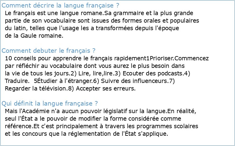 Introduction à la langue française
