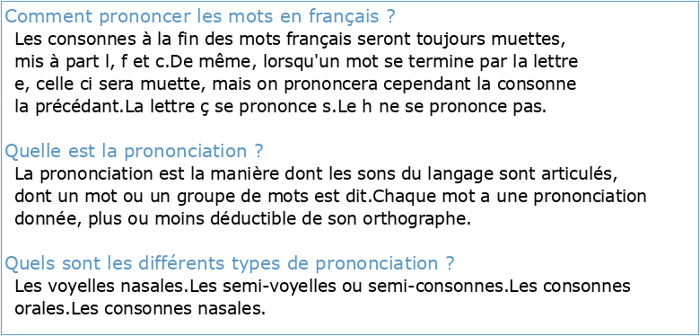 La prononciation du français