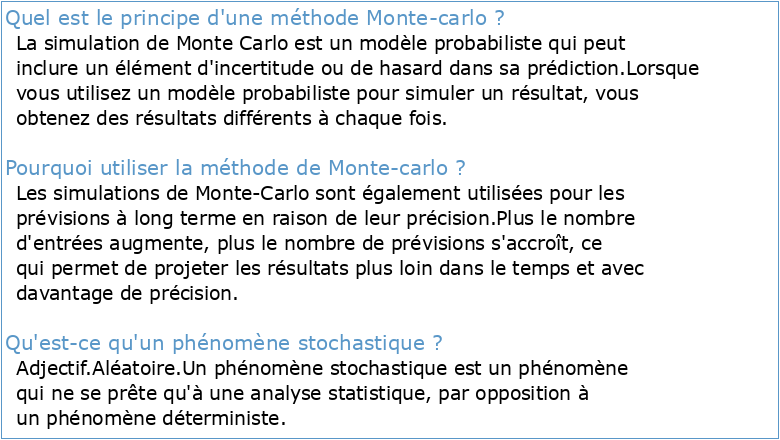 Simulation stochastique et méthode de Monte Carlo
