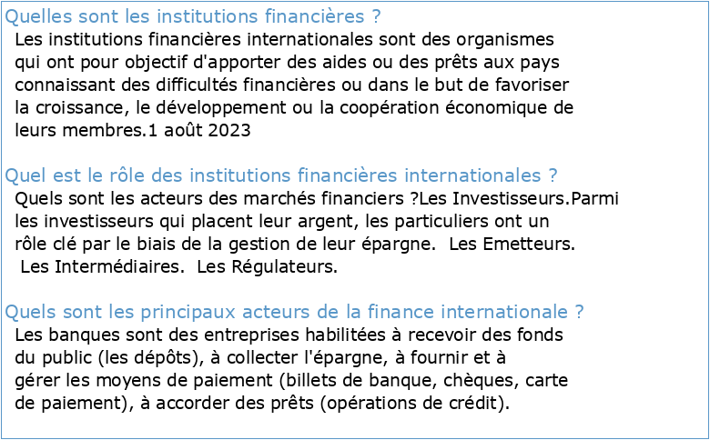 institutions financières internationales