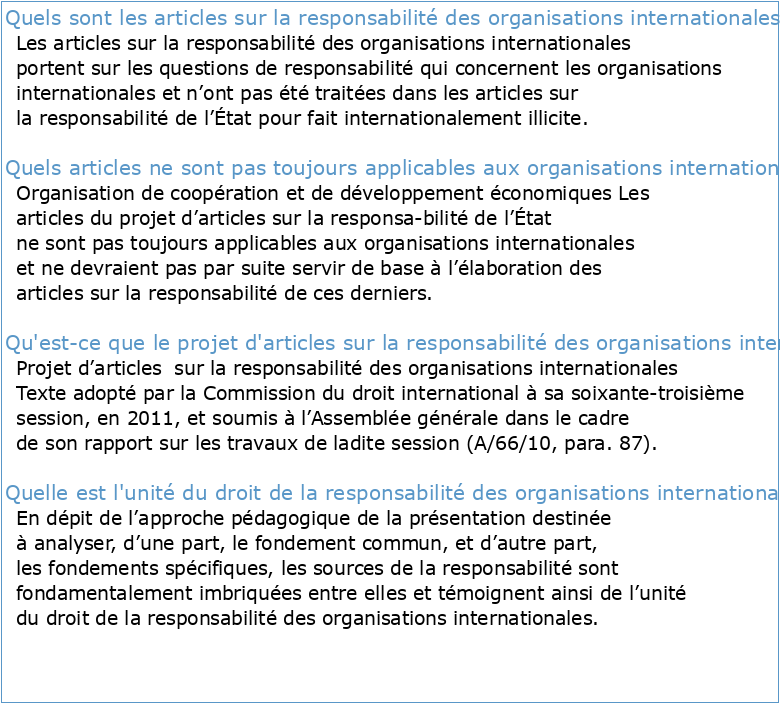 Articles sur la responsabilité des organisations internationales