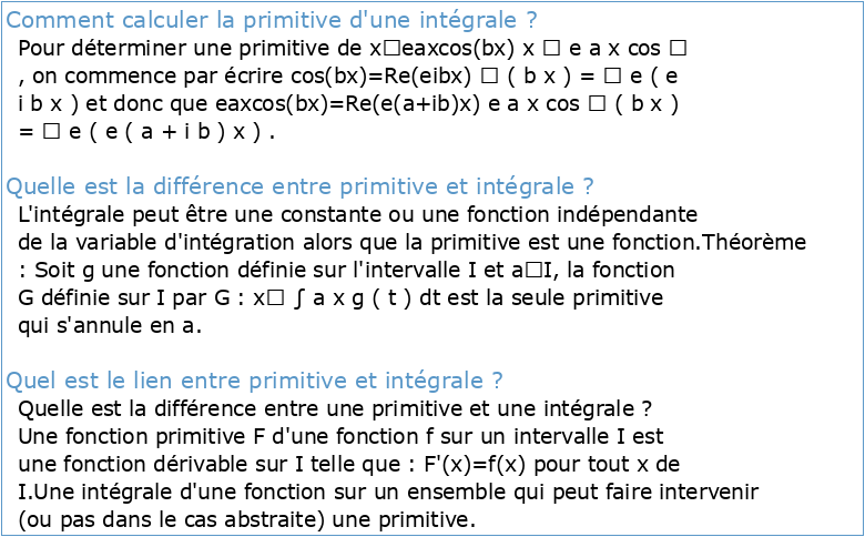 Primitives – Intégration