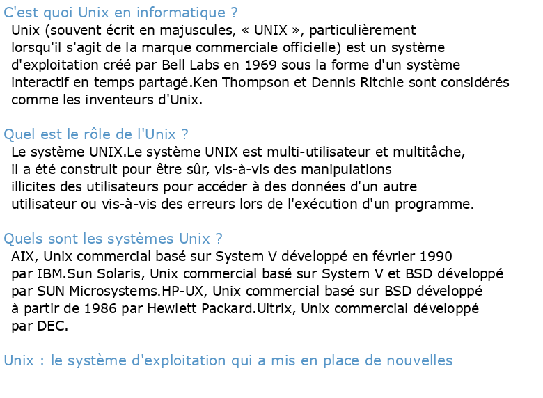 Introduction au Système Unix