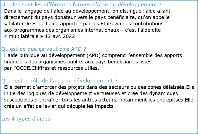 aide publique au développement (ADP)