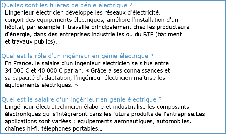 Ingénierie électronique et électrique Génie électrique et