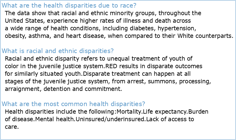 Fact Sheet: Health Disparities by Race and Ethnicity