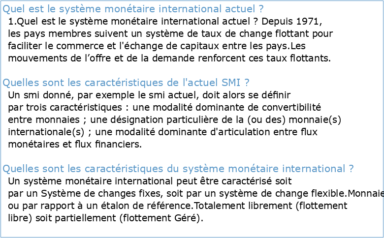 La nouvelle architecture du système monétaire international