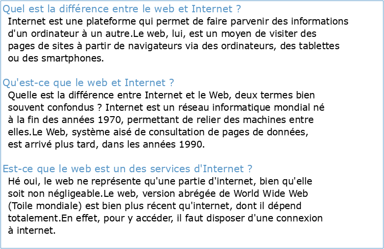 Internet et le web