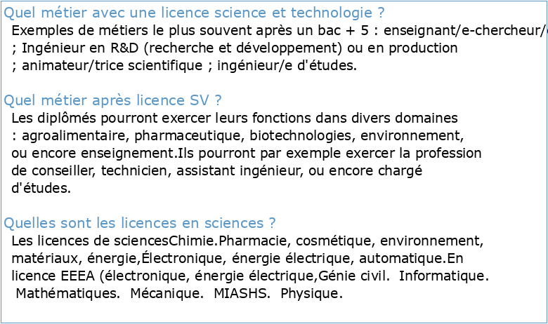 Licence Sciences et Techniques
