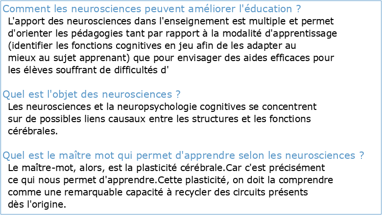 Introduction aux neurosciences éducatives