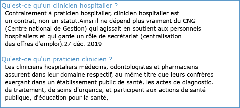 Recrutement Clinicien hospitalier