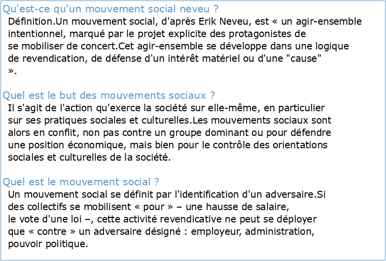 Sociologie des mouvements sociaux Erik Neveu I)Qu'est