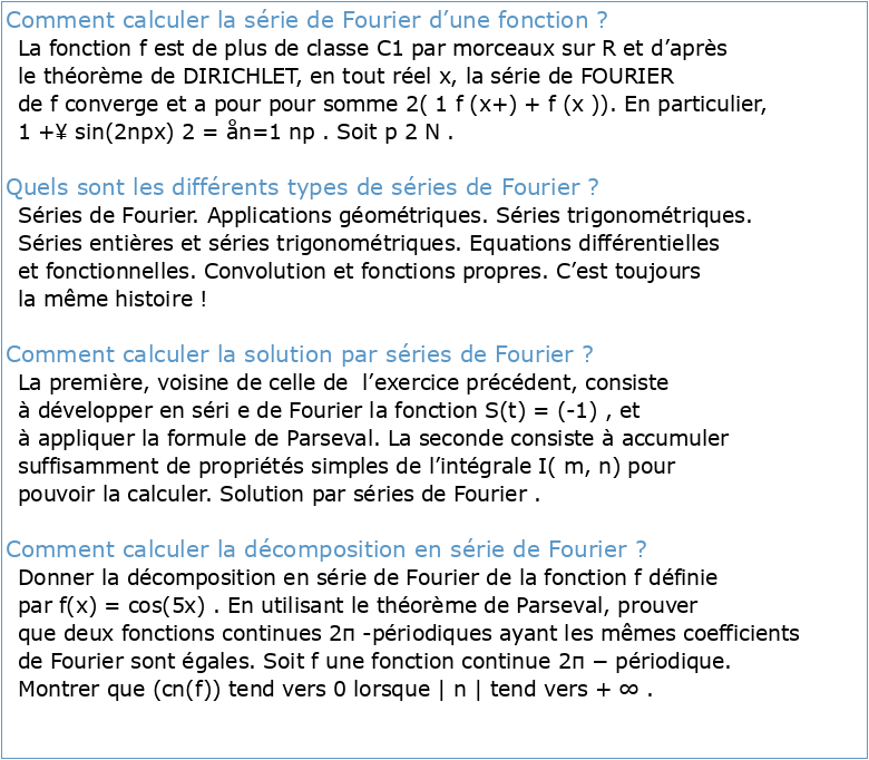 Exercices corrigés sur les séries de Fourier
