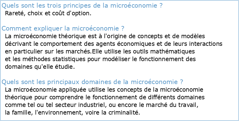 Microéconomie Sciences Economiques 1ère année 2ème semestre