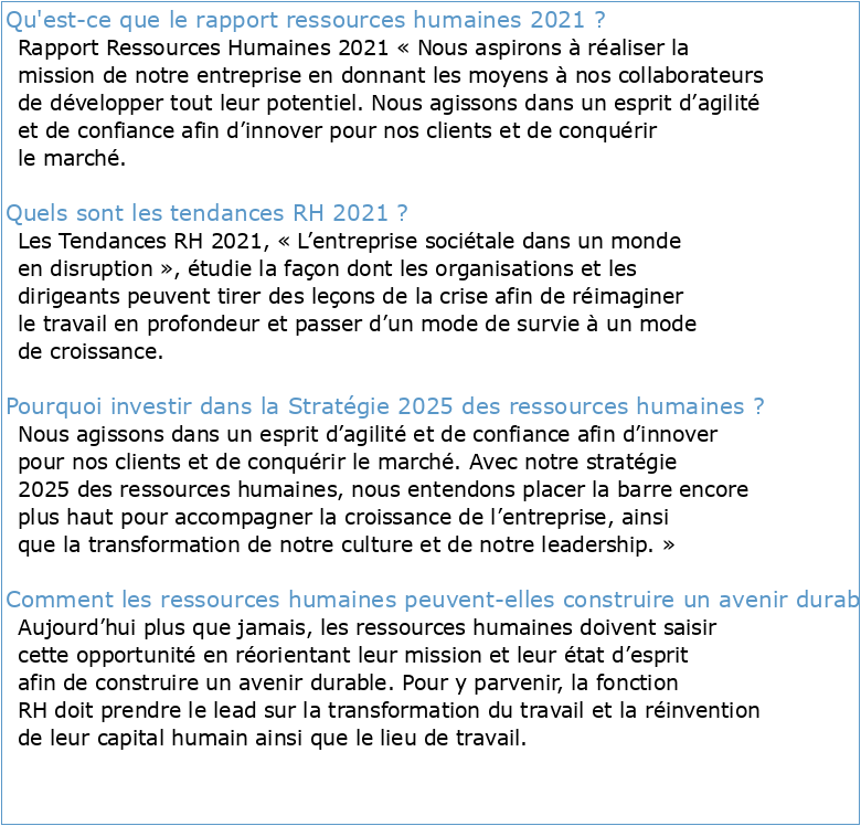 Rapport Ressources Humaines 2021