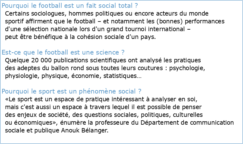 Le football au prisme des sciences sociales