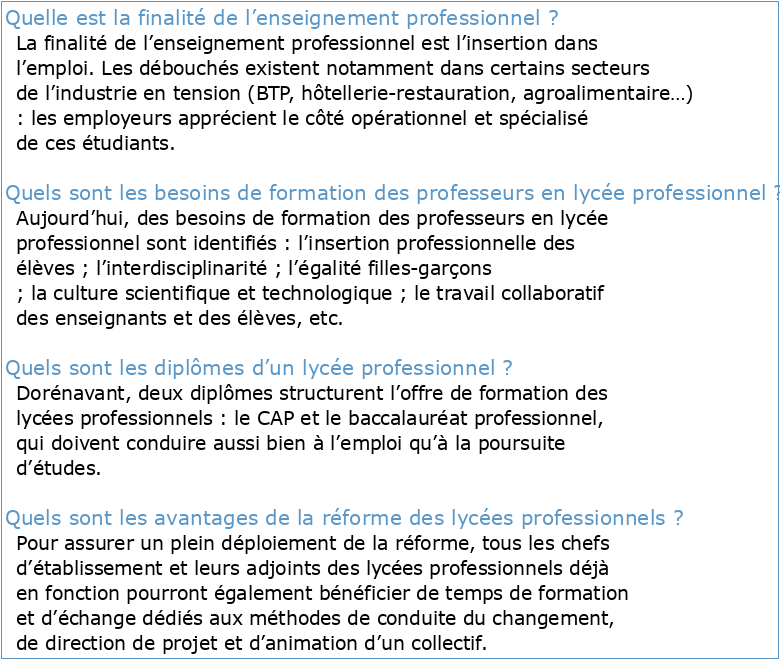 L'enseignement professionnel en France