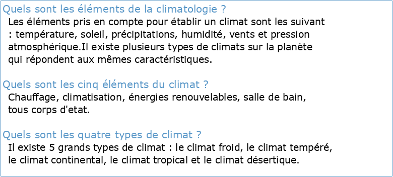 CLIMATOLOGIE FONDAMENTALE Rappels généraux Eléments