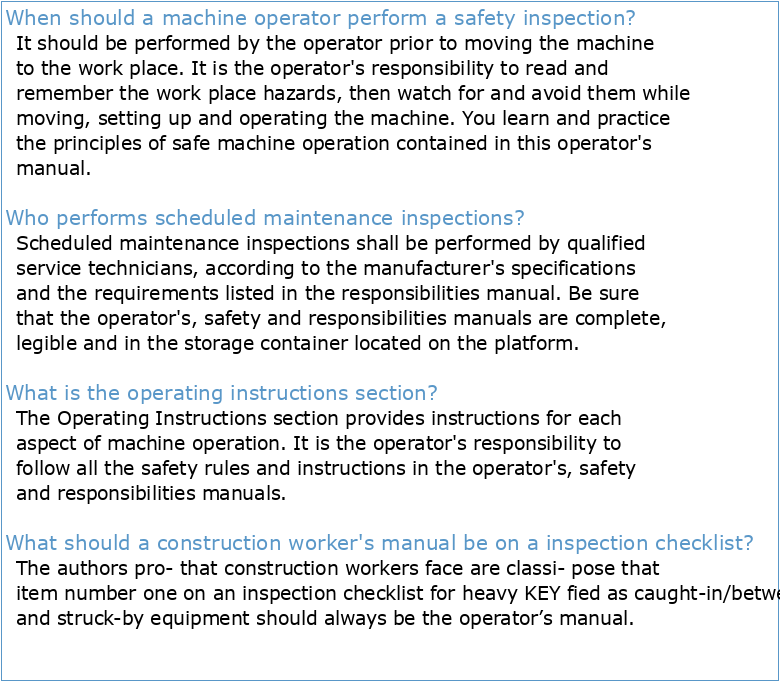 OPERATOR'S MANUAL INSPECTION