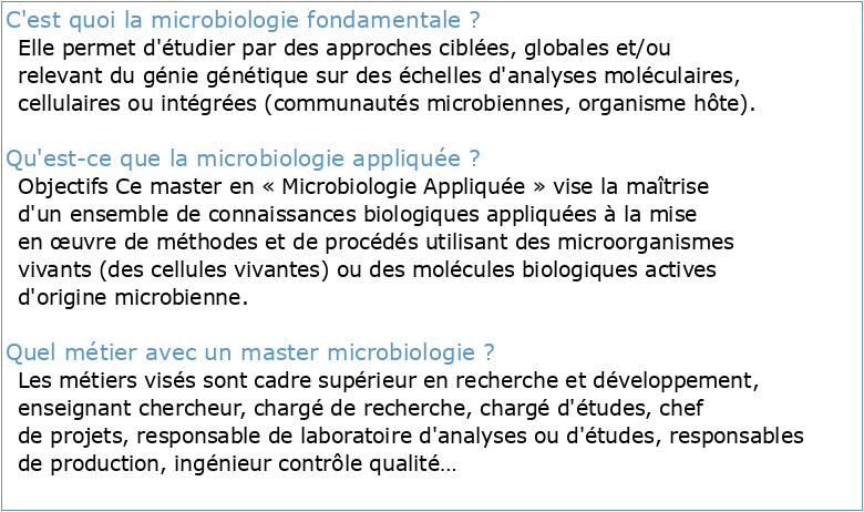 Microbiologie fondamentale et appliquée (MFA)