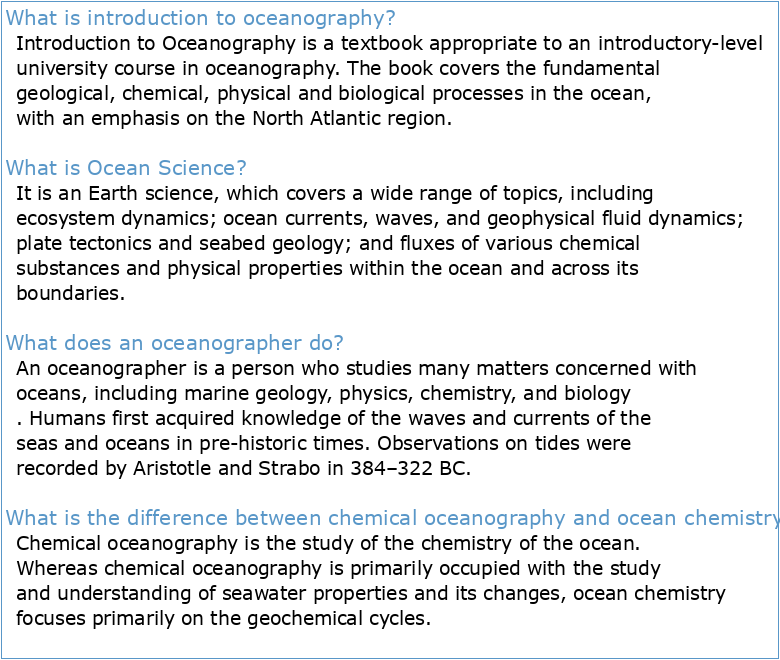 Introduction à l’océanographie