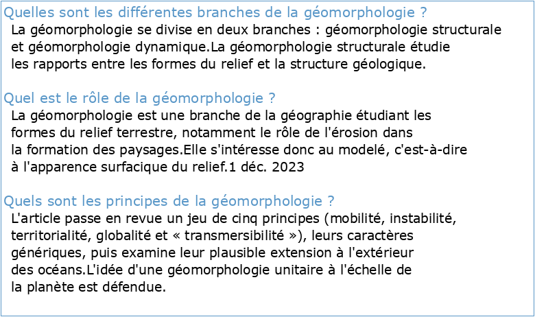 Géomorphologie = Geomorphology