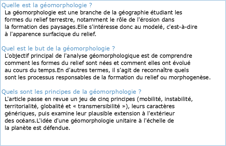 Introduction à la géomorphologie