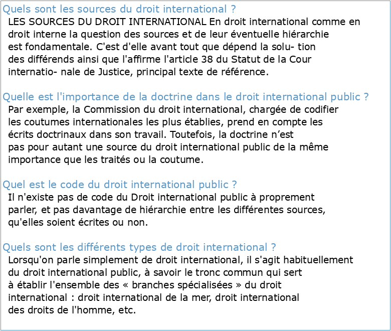 DROIT INTERNATIONAL PUBLIC : LES SOURCES
