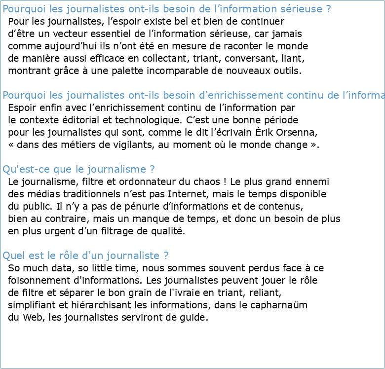 A-T-ON BESOIN DES JOURNALISTES POUR S'INFORMER