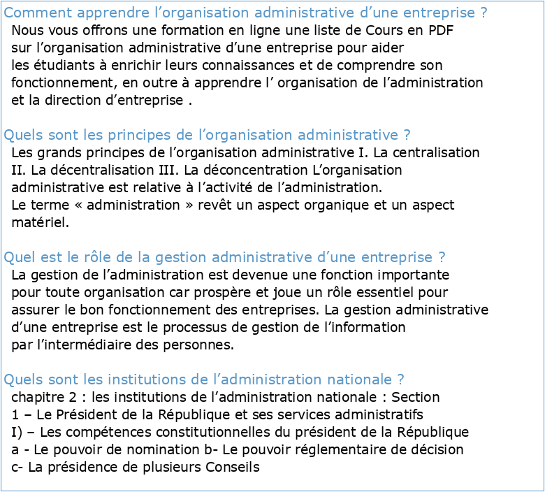 Cours d’organisation administrative