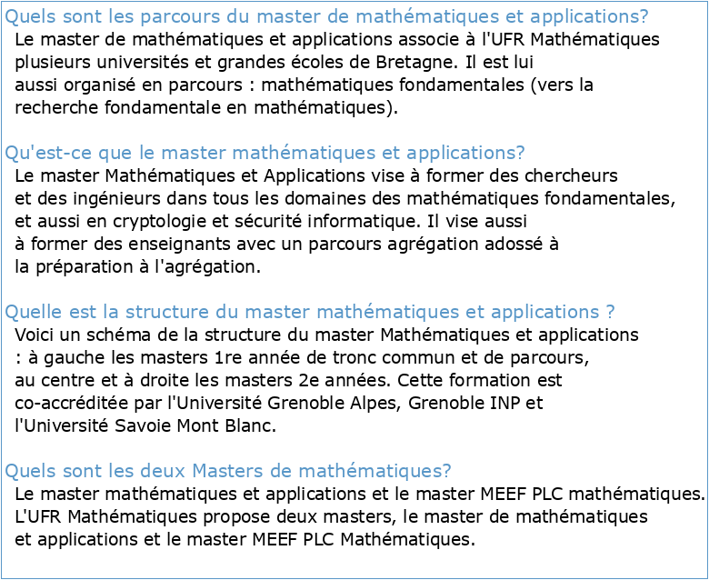 SYLLABUS MASTER Mention Mathématiques et applications