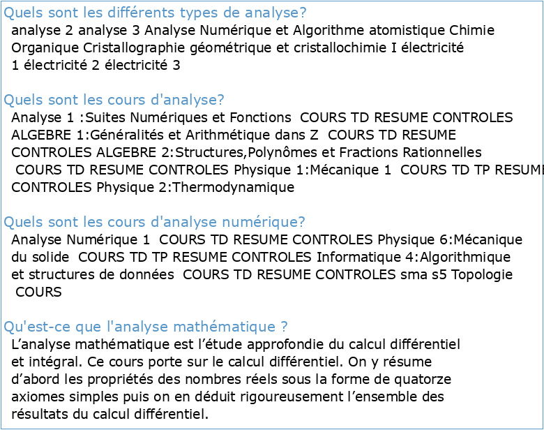 Exercices d'analyse