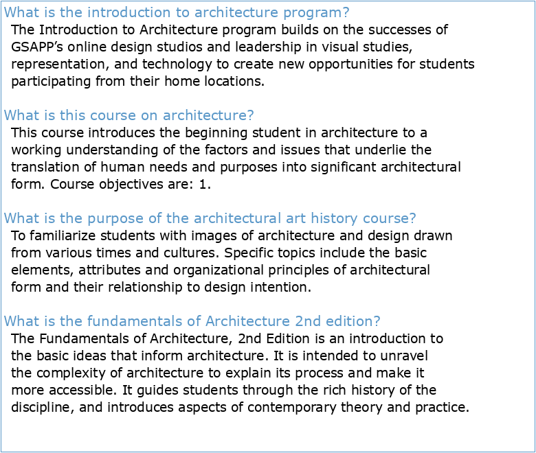Course Title: Introduction to Architecture