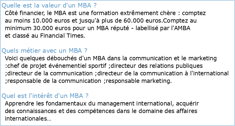 MBA Management Général