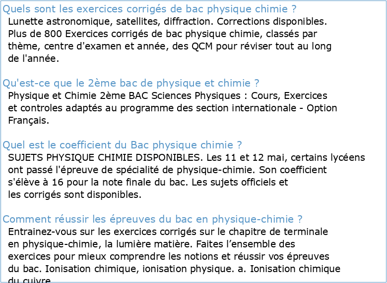 Physique & Chimie 2 BAC