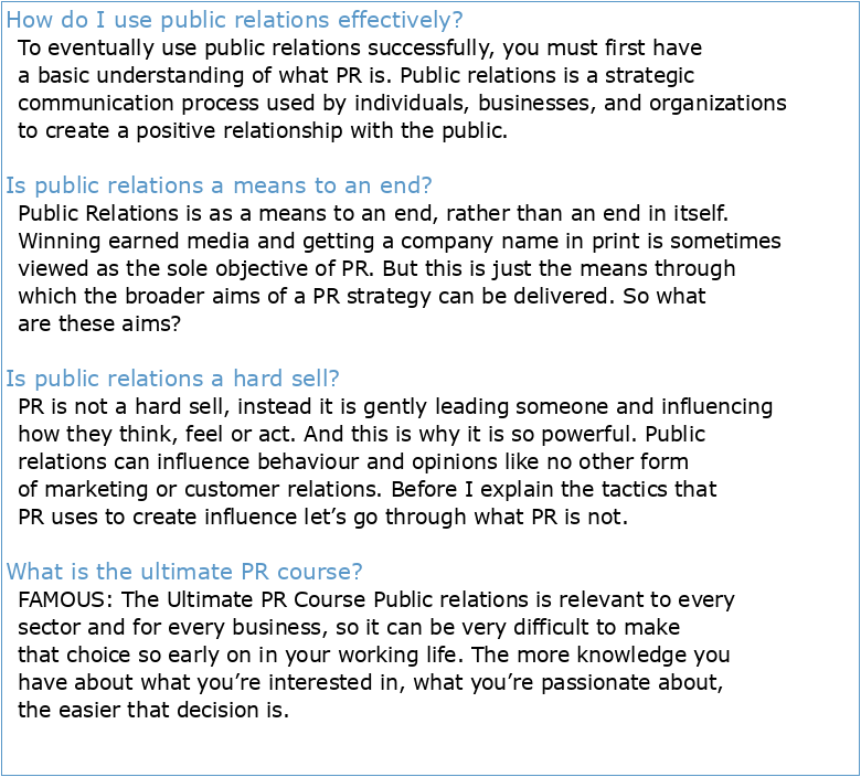 Public Relations and Publicity Guide
