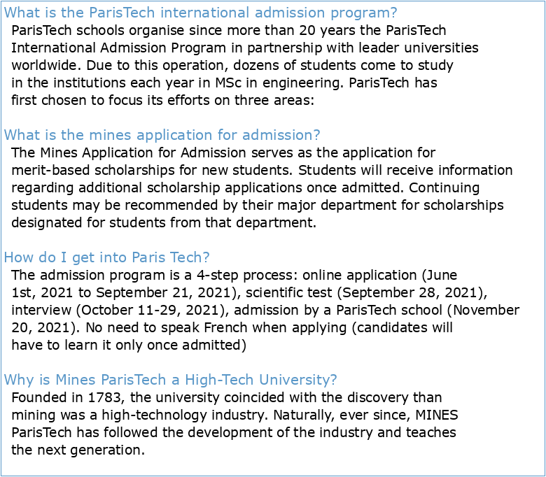 Application for admission as visiting student to mines paristech