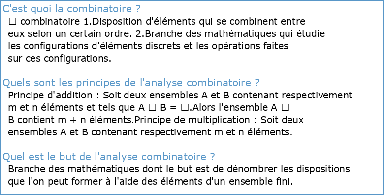 Introduction `a la combinatoire Notes de cours