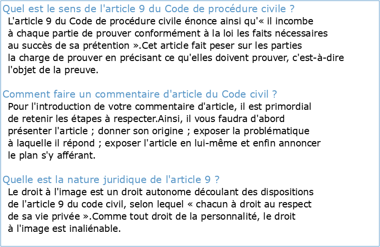 Commentaire de l'article 9 du Code civil