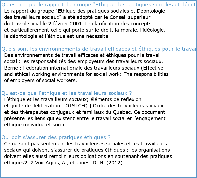 Ethique des pratiques sociales et déontologie des travailleurs sociaux