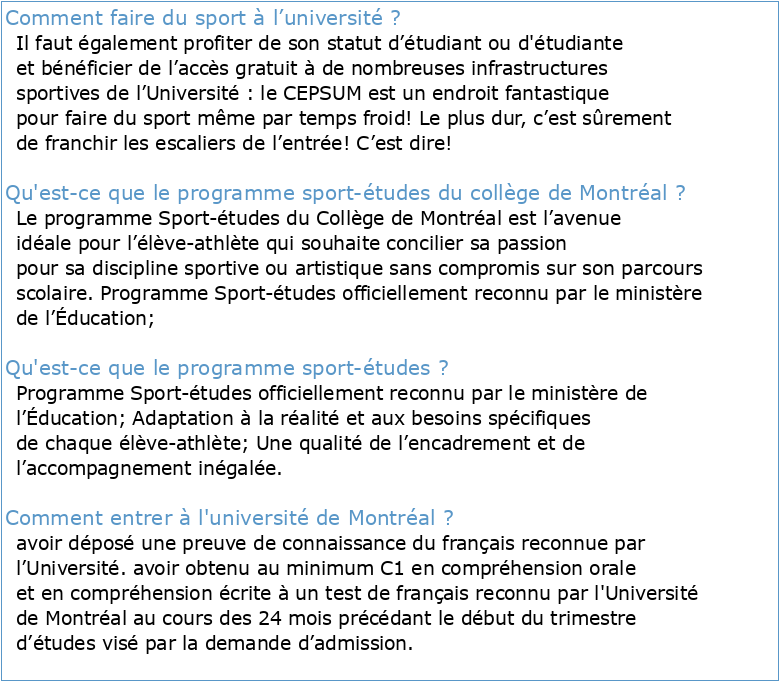 Sport-études à l'Université de Montréal