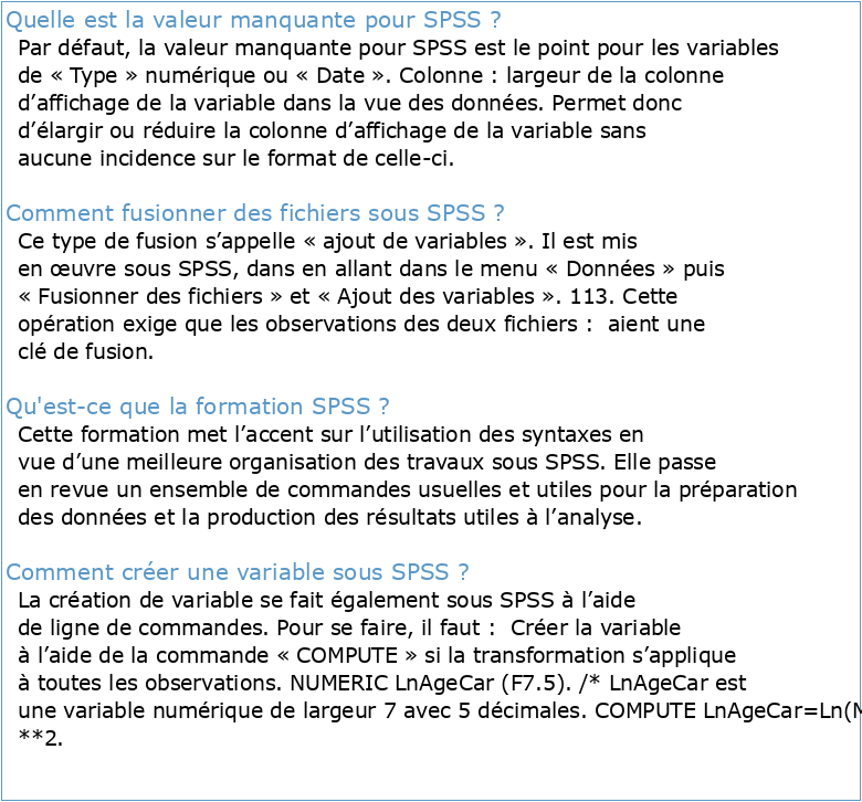 TP 1 : Correction Manipulations de base dans SPSS