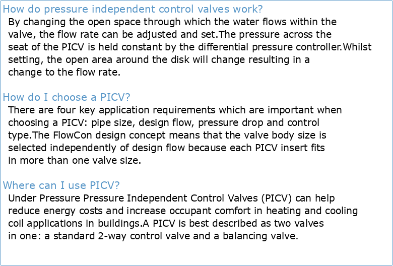 Pressure Independent Control Valve Manuel technique